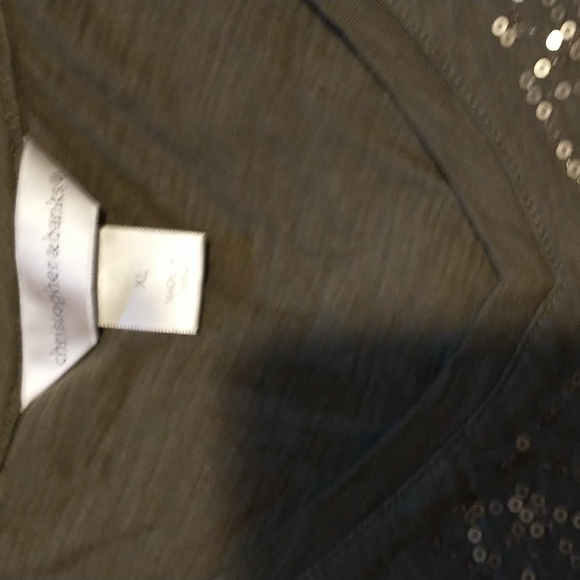 Christopher & Banks women's size XL tie waist, short capped sleeves top with seq - Picture 2 of 10